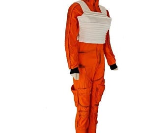 Luke Skywalker Pilot Costume Star Wars X Wing Flight Suit Yellow Rebel Pilot Cosplay with Flak Vest Custom Size