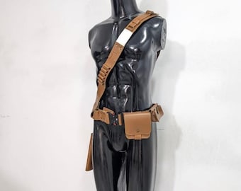 Brown Mandalorian Leather Belt: Cosplay Costume Prop with Holsters