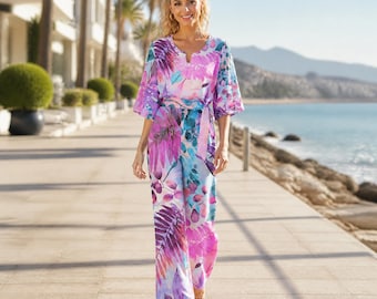 Tuta intera dai colori vivaci e dallo stile tropicale chic: blocchi di colore audaci e stampa botanica | Gamba ampia, vestibilità comoda | Stile estivo di ispirazione retrò
