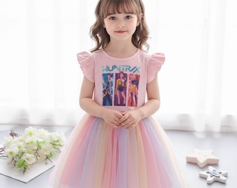 KPop Demon Hunters Kids Dress, Cute KPop Super Girls Outfit, Kpop Clothes, Demon Hunter Froks, Kpop Super girls, Rumi, Zoey, Clothes