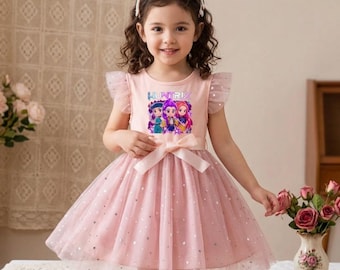 KPop Demon Hunters Kids Dress, Cute KPop Super Girls Outfit, Kpop Clothes, Demon Hunter Froks, Kpop Super girls, Rumi, Zoey, Clothes