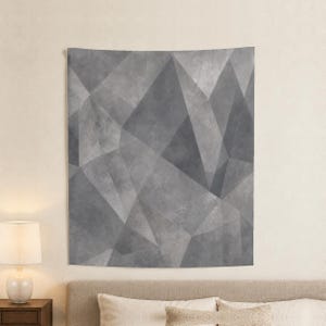 Gray Angular Facet Abstract Large Wall Tapestry