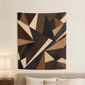 Black Brown Angular Shards Large Wall Tapestry