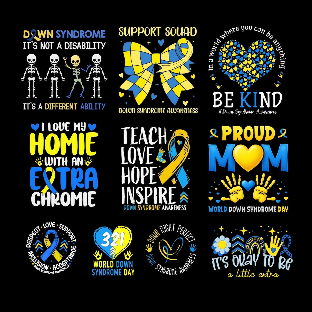 Down Syndrome Awareness PNG Bundle, World Down Syndrome Day PNG, Rock ...