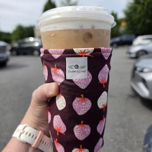 Funda reutilizable de tela para café / Enfriador ecológico para café helado / Se adapta a vasos Venti y Trenta / Regalo artesanal para amantes del café
