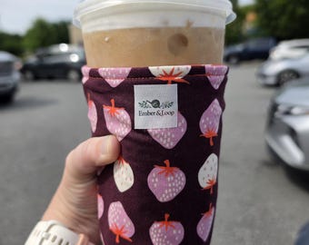 Reusable Fabric Coffee Sleeve | Eco-Friendly Iced Coffee Coozie | Fits Venti & Trenta Cold Cups | Handmade Gift for Coffee Lovers