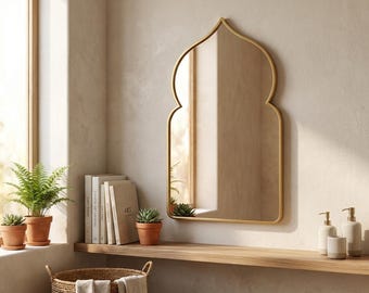 Moroccan Arched Wall Mirror, Moorish Arch Vanity Mirror, Entryway Decor, Handmade, Custom Size