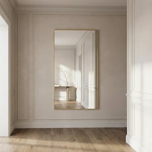 Espejo de pared de cuerpo entero, decoración rectangular dorada para recibidor, decoración de pared grande