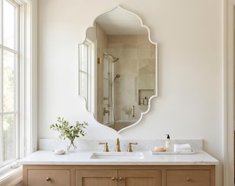 Moroccan Scalloped Mirror, Gold Vanity Wall Decor