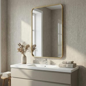 Rounded Rectangle Bathroom Mirror, Vanity Wall Mirror, Modern Soft Corner Mirror
