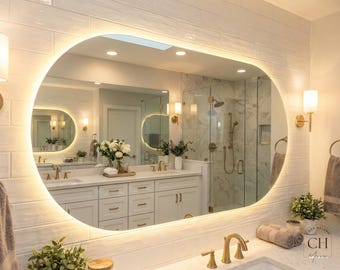 LED Wall Mirror, Backlit Bathroom Vanity Mirror, Modern Lighted Mirror