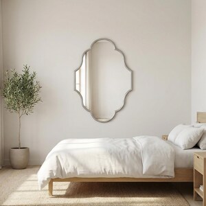 Gold Brass Scalloped Mirror, Ornate Moroccan Wall Decor, Luxury Statement Piece image 12