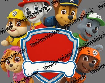 Personalized Cartoon Dogs Kids Party Family Theme Designs PNG