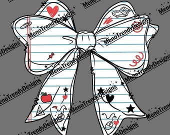 Back to School Coquette Bow PNG, Student & Teacher School Spirit