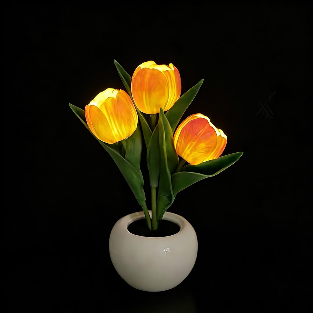 LED Tulip Lamp Orange Glow