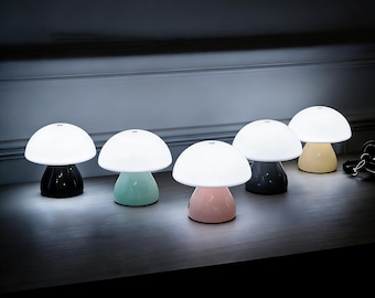 Rechargeable Mushroom Lamp, Cute Night Light, Bedside Table Lamp, Aesthetic Desk Lamp, Eye Caring Ambient Light, Handmade Mushroom Light