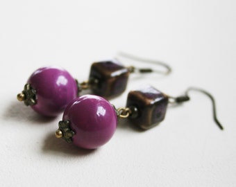 Ceramic mulberry drop earrings