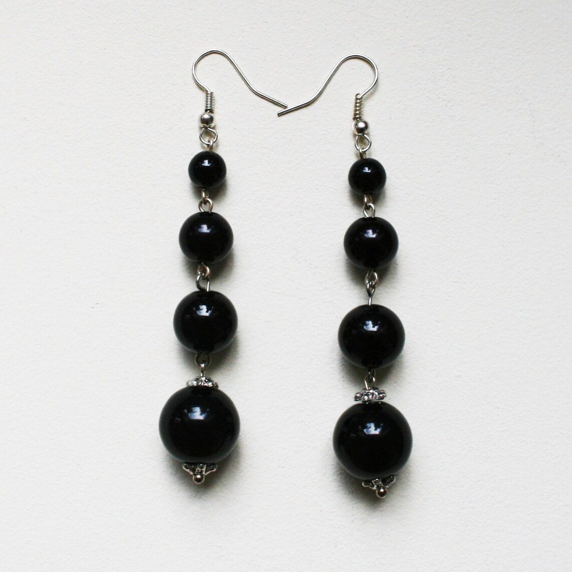 Long black earrings elegant earrings drop earrings black Etsy