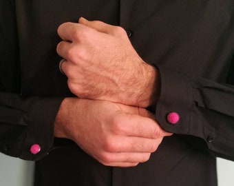 Bright pink cufflinks, unusual cufflinks, bright cufflinks,