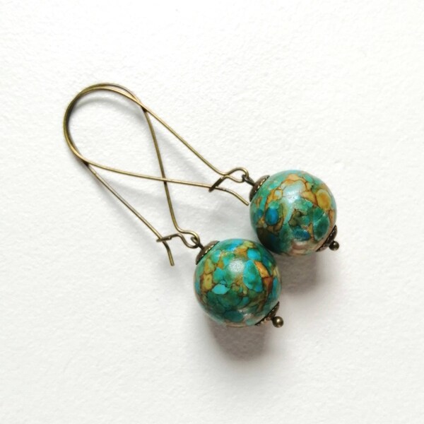 Autumnal earrings, multicolored earrings, boho bronze earrings