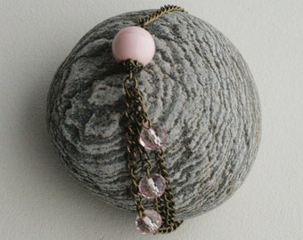 Pink beaded bracelet, chain bracelet, layered bracelet