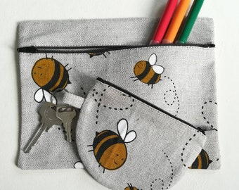 Small project bag, bee print bag set