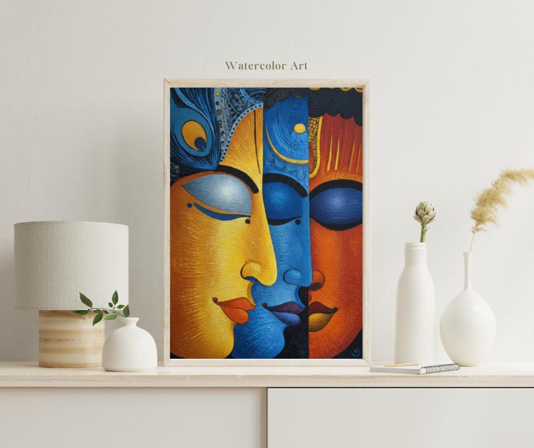 Krishna Rama Buddha Art Print | Modern Hindu Decor (digital Download ...