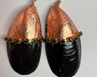 Mussels shells earrings, unique, modern jewelry