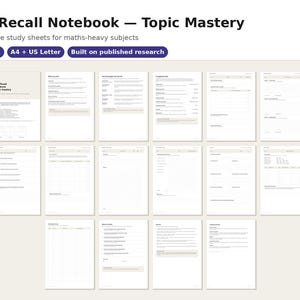 Peut inclure: The Recall Notebook — Topic Mastery, un ensemble de 16 pages de fiches d'étude autonomes pour les matières scientifiques. Le document est disponible aux formats A4 et US Letter et repose sur des recherches publiées. 16 pages blanches.