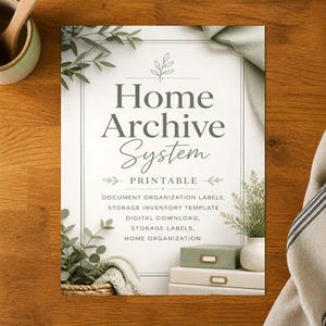 Document Organization Worksheet Printable, File Storage Labels, Home Archive System, Important Papers Tracker