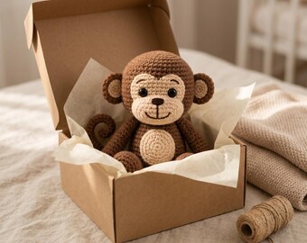 Patrón de amigurumi de mono a crochet, patrón de mono a crochet fácil para principiantes en PDF, idea de regalo con un lindo patrón de animal a crochet