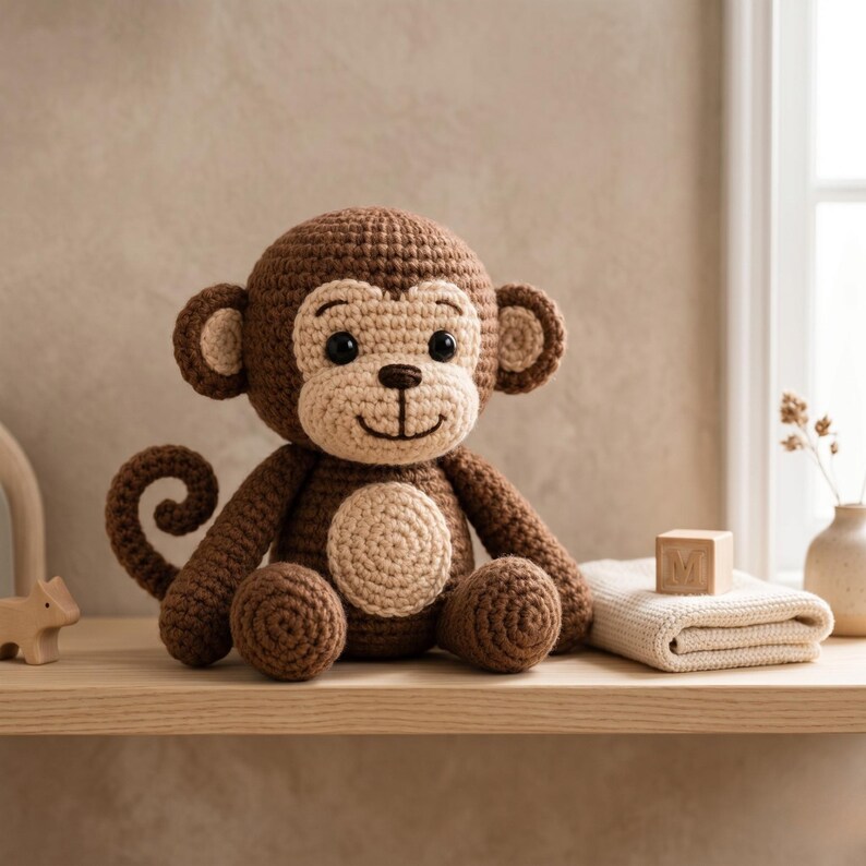 Monkey Toy Pattern Monkey Crochet Pattern Amigurumi Toy, Easy Beginner Monkey Crochet ...