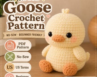 No Sew Goose Crochet Pattern, Amigurumi Baby Duck PDF, Beginner Friendly Plush Toy Pattern, Cute Gift