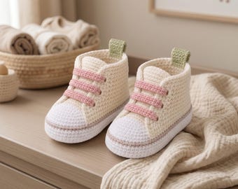 Crochet Baby Shoes Sneakers Pattern PDF, Easy Beginner Baby Booties Crochet Pattern, Newborn Shoe Gift