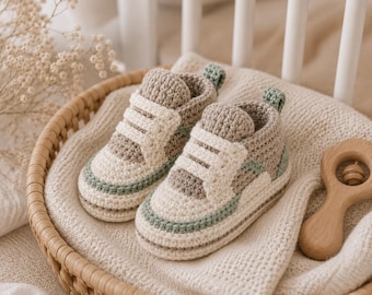 Patrón de ganchillo para patucos de bebé, zapatillas de bebé en PDF, patrón fácil de ganchillo para recién nacidos, regalo perfecto.