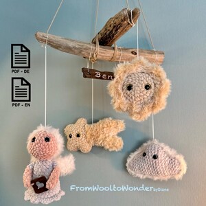 Crochet pattern for mobile messengers from heaven (DE/EN), step-by-step instructions with many photos