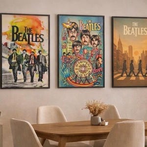 The Beatles Inspired Psychedelic Poster, Sgt Pepper Style Art Print, Retro 60s Music Wall Decor