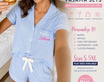 Personalized Matching Vacation PJs | Custom Girls Weekend Pajamas | Bachelorette Pajamas | Matching Girls Trip Outfits | Sizes S–5XL