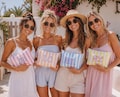 Personalized Striped Makeup Bag | Custom Monogram Initials Pouch | Bridesmaid Gift | Beach Vacation Toiletry Bag | Girls Trip Makeup Case I