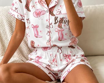 Cowgirl Pajama Set | Girls Trip Pajamas | Nashville Bachelorette PJs | Cute Matching Lounge Set | Western Sleepwear Gift for Women
