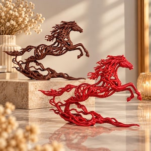 Fire Horse Chinese New Year Sculpture, 3D Printed PLA, Feng Shui Decor, Zodiac Horse, Lunar New Year Decoration, Desk Decor, Gift Idea
