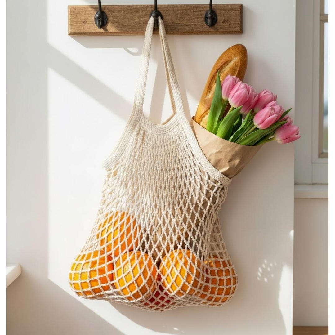 French Market Bag Crochet Pattern PDF | Reusable Grocery Tote | Eco ...