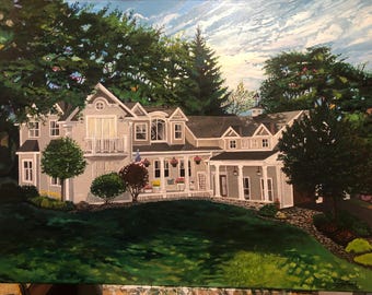 Painting of your home, by commission, artist does a custom painting of your home with photos that you provide in two weeks.