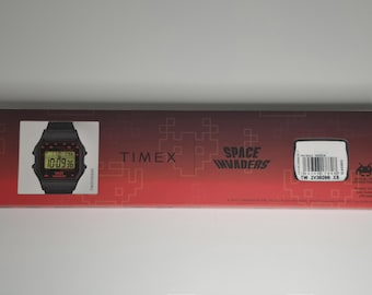 Timex Space Invaders T80 Digital Watch - Special Edition Black/Red Metallic Bracelet - New in Box with Tags - Retro Arcade Collectible