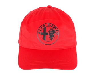 Vintage Alfa Romeo Team 5-Panel Cap racing big logo red race hat 00s Sport Style Casual Sportswear Headwear