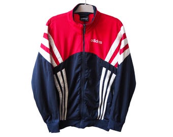 Vintage ADIDAS Track Jacket Full Zip Size M red blue windbreaker 90s Sport Style Casual Light Wear Sportswear