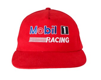 Vintage Mobil 1 Racing Cap Race Team Red Hat 00s Sport Style Casual Sportswear Headwear