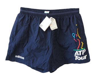Vintage Adidas ATP NWT Shorts men's XL blue big logo tennis summer swimming new with tag 90s Sport Style Light Wear Sportswear