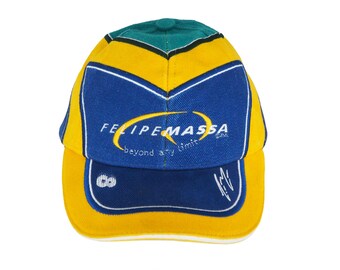 Vintage Felipe Massa Cap F1 racing Formula 1 Yellow Blue Hat Retro F1 90's Sport Style Casual Sportswear Headwear