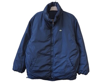Vintage LACOSTE Reversible Down Jacket Size M sport winter puffer blue 90s Sport Style Casual Wear Windbreaker